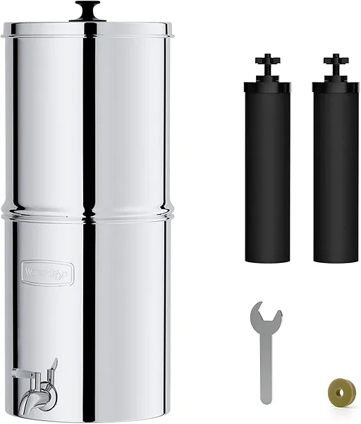 Waterdrop Gravity-fed Water Filter System, Reduces Lead and up to 99% of Chlorine, NSF/ANSI 42&372 Standard, with 2 Black Carbon Filters and Metal Spigot, King Tank Series, WD-TK-A Advanced 
