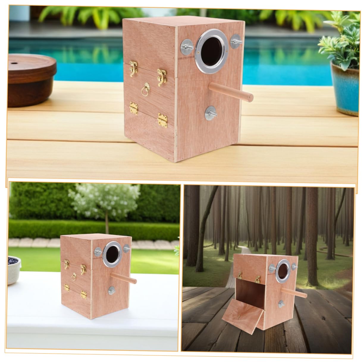 Mipcase Caja De Cría para Pájaros De Madera con Percha Caseta De Cría para para Agapornis Pinzones y Periquitos Refugio Colgante Invierno