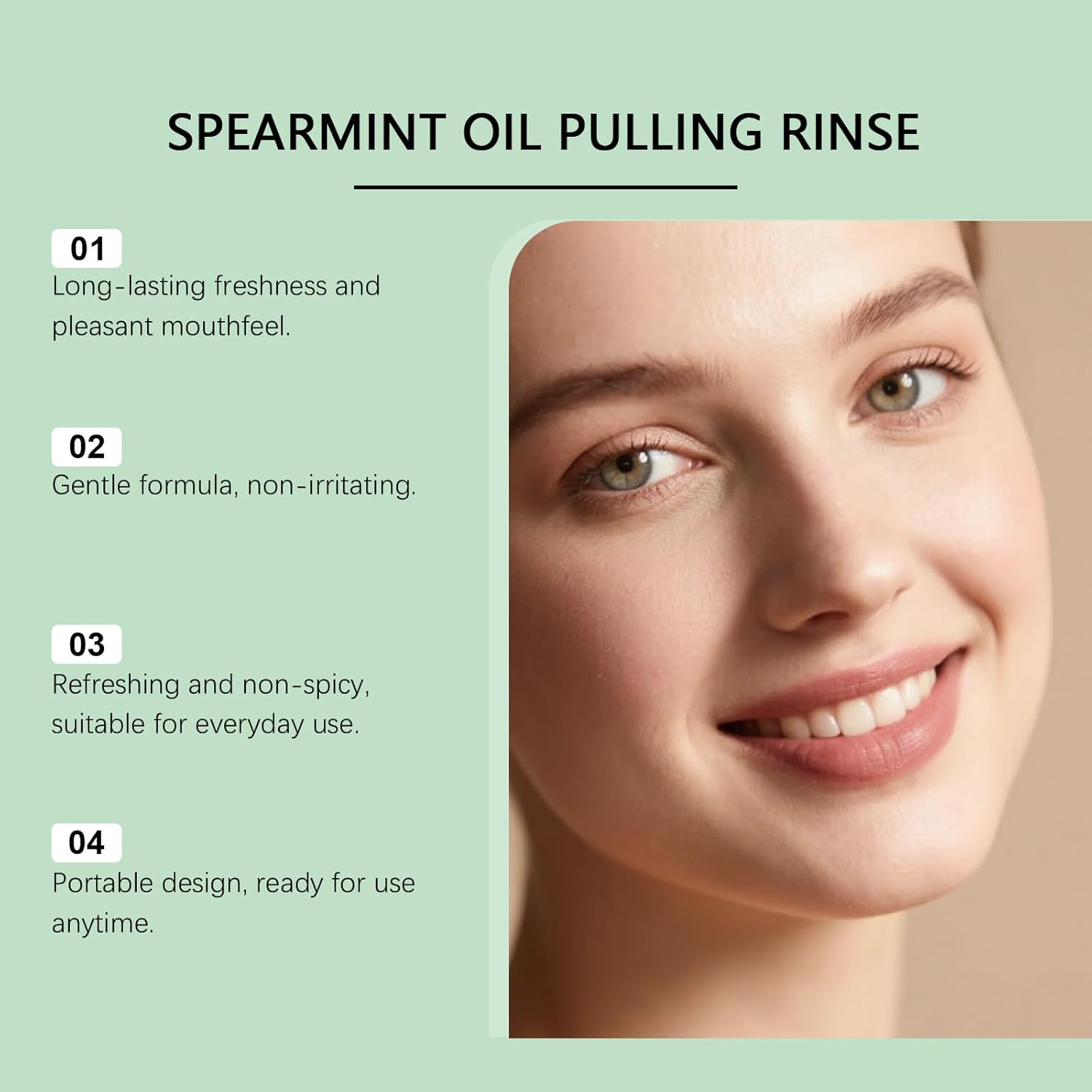 Spearmint Oil Pulling Rinse, Cold-Pressed Coconut Oil for Whitening Teeth Mouthwash, 237ML/8 FL.OZ Powerful Organic Peppermint Oil Maintain Gum Health & Oral Cleaner & Freshness Breath, Mint (1) - Image 5