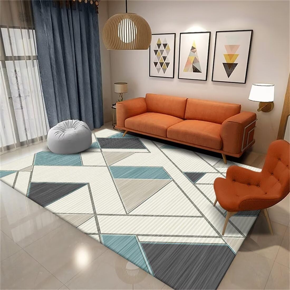 Tapis d'entree bleu gris anti bruit de 130x190 cm pour couloir