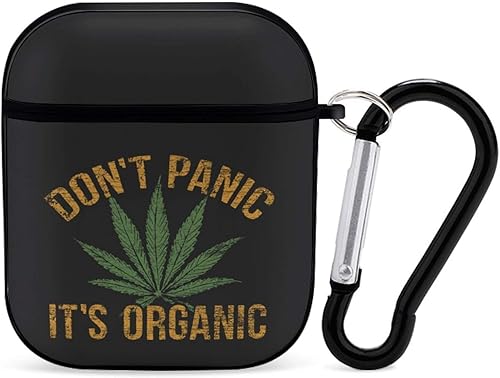 Don't Panic It's Organic Weed Airpods Funda para Apple AirPods 2 y 1, bonita funda de silicona protectora para Airpods con llavero