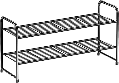 Miniatura 1 de Organizador de zapatos para armario, estante de zapatos apilable de metal resistente de 2 niveles, con capacidad para hasta 9 pares de zapatos,