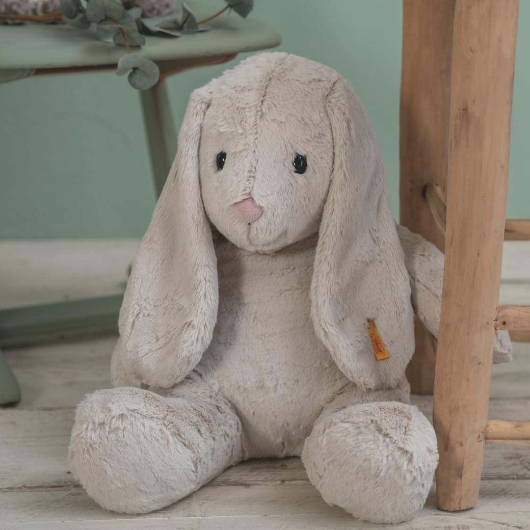 Steiff Kuscheltier Hoppie Hase, Süßes Stofftier mit Kunststoffaugen, Kinder, Jungen & Mädchen, Friends, Plüschtier 48 cm, Hellgrau, 080913