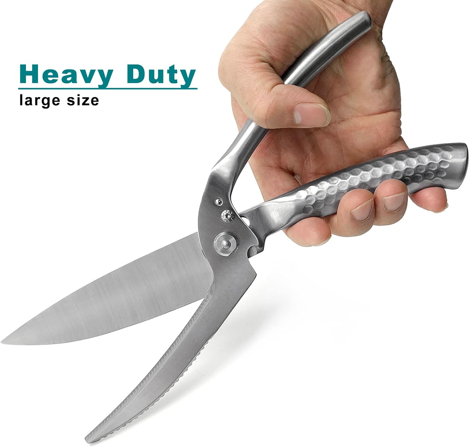 SGNEKOO Kitchen Scissors Multi Purpose Kitchen Shears Premium 30CR13 Stainless Steel Large Heavy Duty Detachable Cutter General Use For Poultry,Food,Chicken,Meat,Bone,Fish (Silver all-steel)