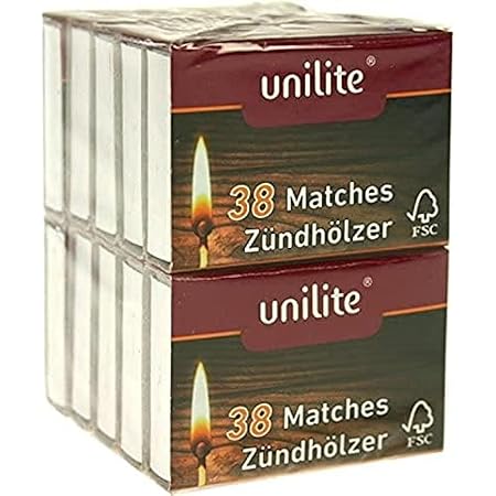 Schnütchenladen24 4 confezioni rotonde XXL da 75 fiammiferi da camino, 20 cm, confezione con design di corteccia