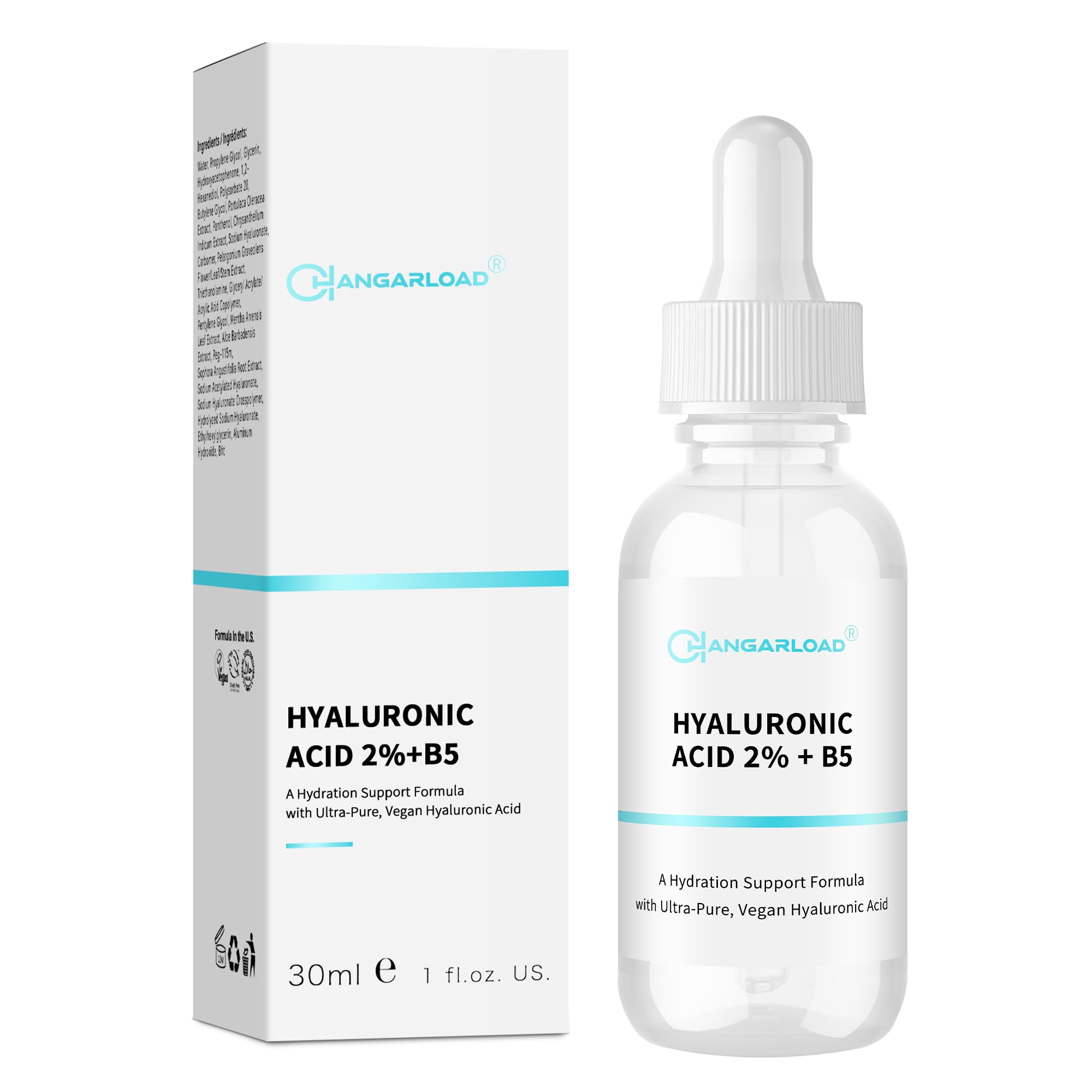 Hyaluronic Acid 2% + B5 Hydration Support Formula, Hyaluronic Acid Serum For Face - Large 30ml/1oz