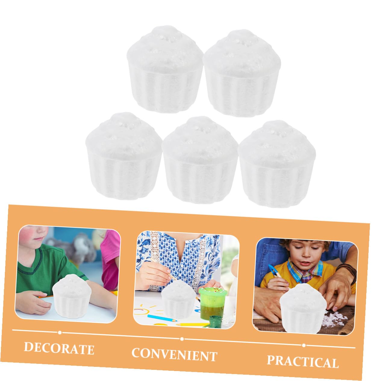Gatuida 5 Pièces Modèle de Gâteau en Mousse Blanche pour Décoration de Gâteau, Accessoires Créatifs pour Travaux Manuels et Entraînement Pâtisserie Cupcake
