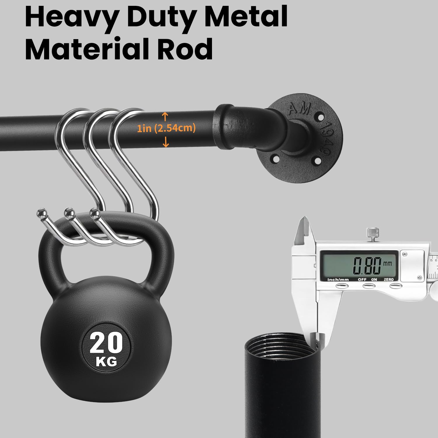 Qlfyuu Curtain Poles Industrial Curtain Rail, Curtain rod for Windows Black Rust-Resistant - Image 3