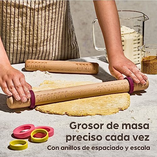Miniatura 2 de Praknu Rodillo De Amasar Con Anillos - Juego De 2 - Rodillo De Reposteria Fabricado Con Madera Fsc Sostenible - Para Un Amasado Uniforme