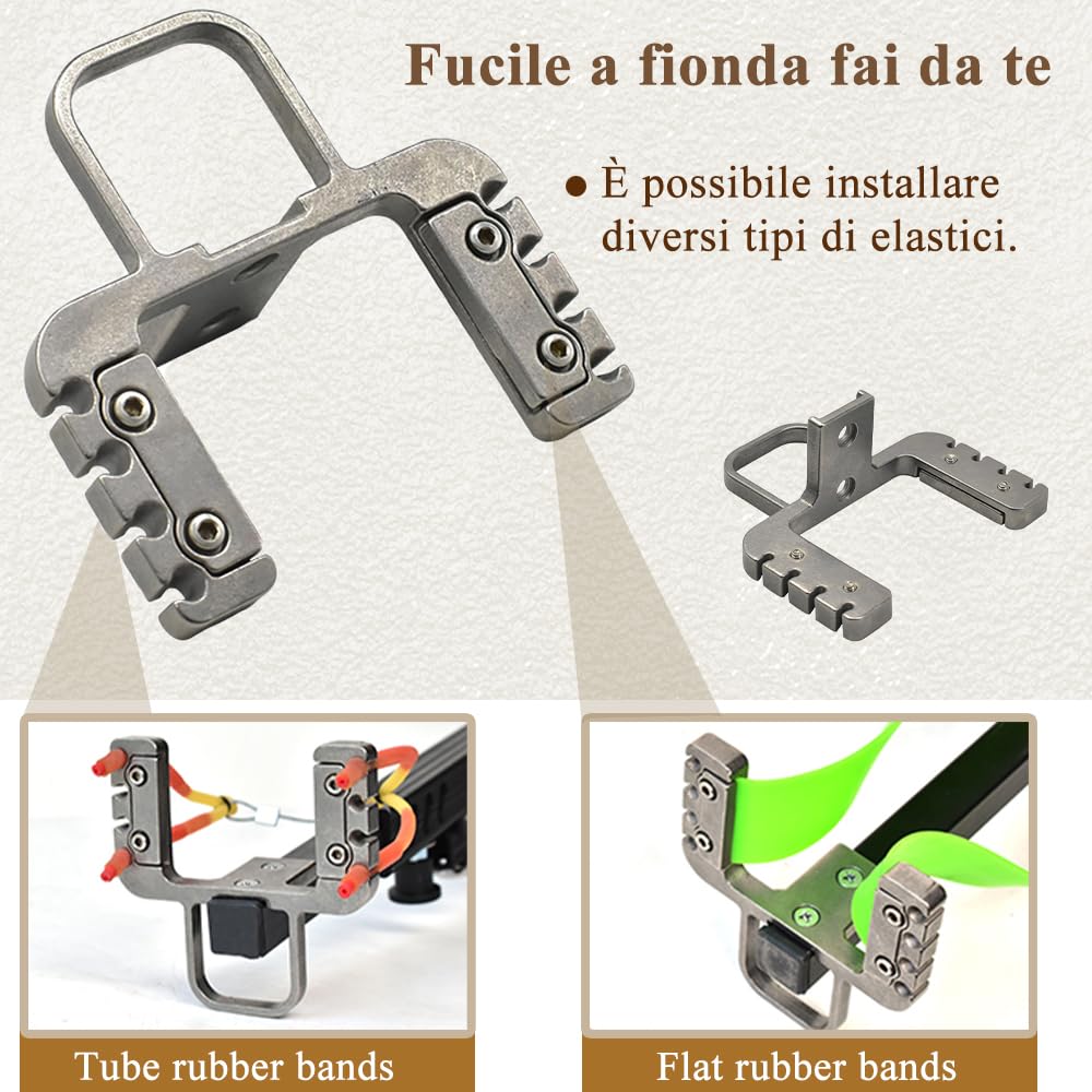 Accessori Fucile a Fionda Fai da Te, Testa Fionda da Caccia con Dispositivo di Rilascio in Metallo e 2 Bande Elastiche, Grilletto per Fionda, Accessori per l'Allenamento