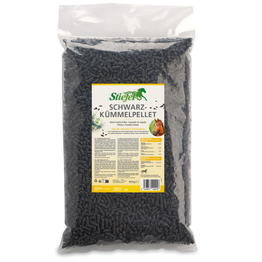 Stiefel Schwarzkümmel, 100% natürlicher Schwarzkümmelkuchen, zur Unterstützung für Haut, Fell, Atemwege, Immunsystem & Verdauung, Pellets, 10kg