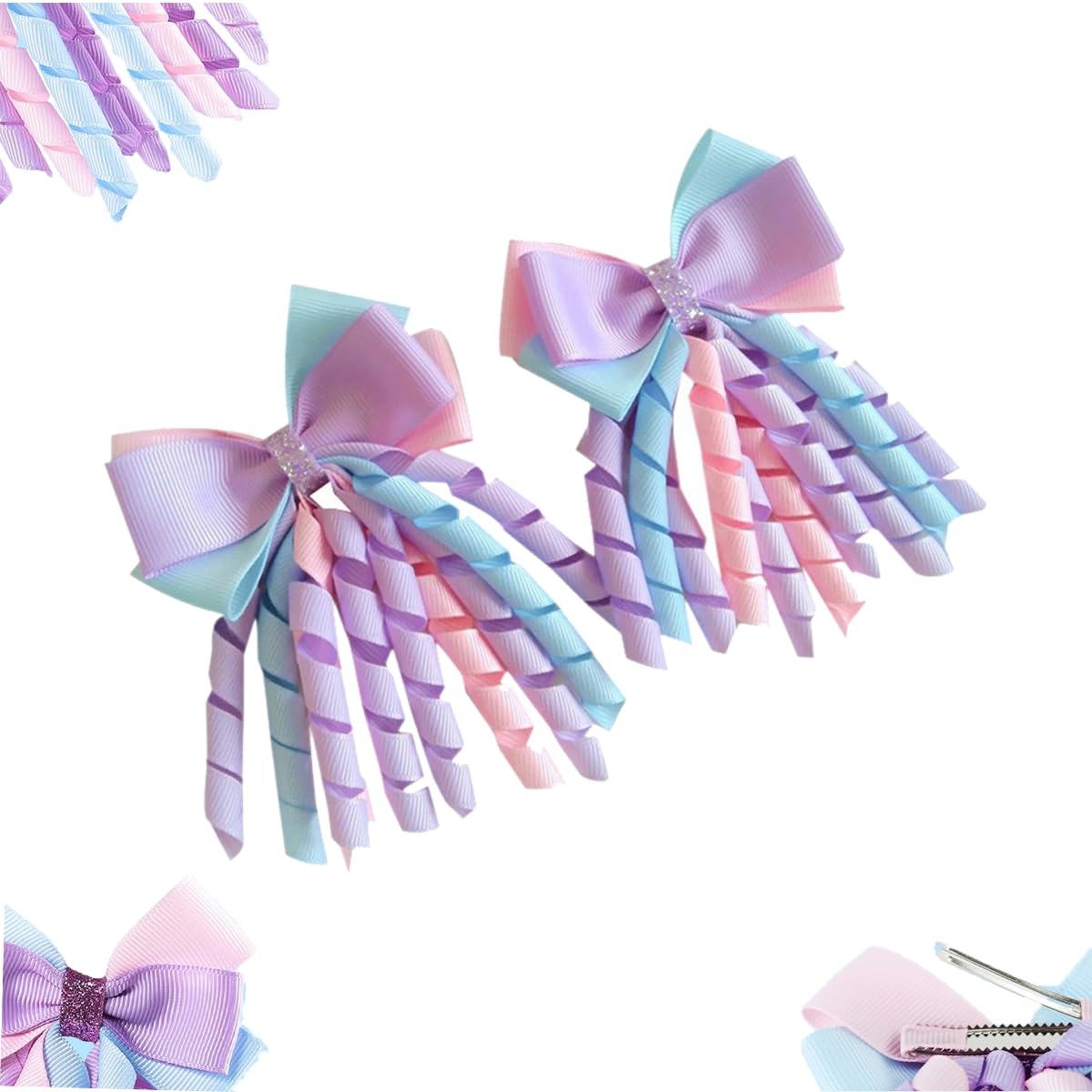 PALAY 2Pcs Ribbon Bow Hair Accessories for Girls, Princess Cute Hair Clips for Girls Curly Ribbon Hair Bow Clip stylish Headpieces Hair Pins for Girls Gift, Purple (B0D5VF7Q11) Amazon Price History, Amazon Price Tracker