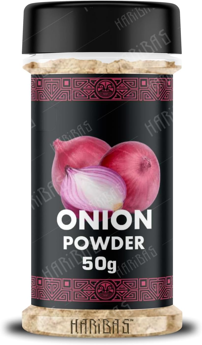 HARIBAS Dry Onion Powder Organic 50 Gram Onion Powder-Pyaaz In Pantry-50 Gram (Pyaj Powder/Onion Powder) Flavourfull For Cooking, Natural Immunity Booster