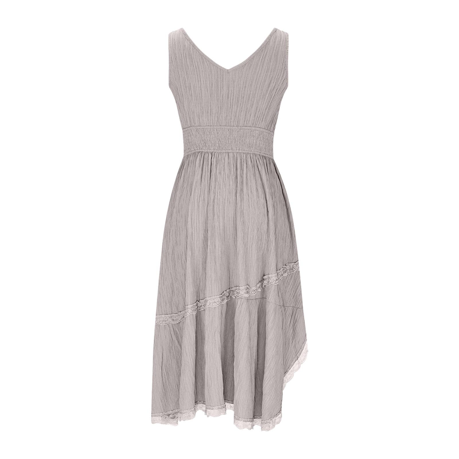Robe d'été décontractée pour femme avec col en V, lacets et détails de la cravate, ourlet asymétrique et fluide, vêtement quotidien confortable pour la maison, le printemps, l'été, l'automne