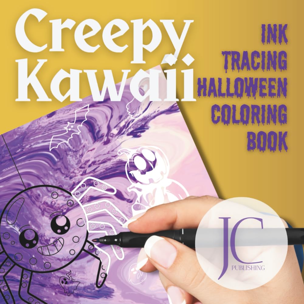 Creepy Kawaii Ink Tracing Halloween Coloring Book: A Relaxing Creepy-Cute Art Journey for All Ages, Spooky-Cute Coloring Fun with Abstract Pastel Backgrounds