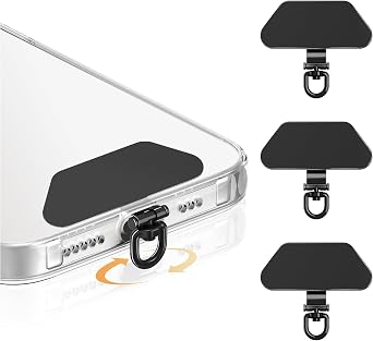 COCASES Metal Phone Tether Tab, Ultra-thin 360 Rotating Phone Lanyard Tab | Cellphone Lanyard Patch Strap Adapter, Ultra-thin Phone Wrist Strap Compatible for iPhone Android Smartphones, 3 Pack, Black