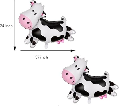 6PCS Cow Foil Balloons Animal Balloon Cow Cartoon Animals Mylar Balloon Cow Shape Birthday Decoration for Baby Shower Girl One 1st Birthday