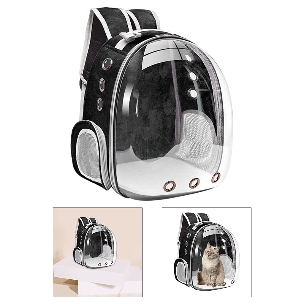 MagiDeal Premium Katze Rucksack Transporteur, Große durchsichtig Pet Blase Tasche, Tragbare Belüfteten Katze Kleine Hund Transporteur, im freien wasserdichte, Schwarz