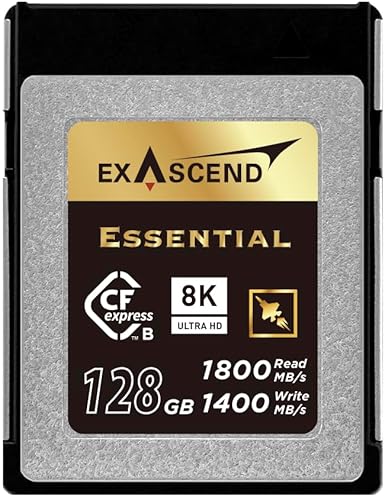 Essential CFexpress tipo B de 128 GB, velocidad de escritura de 1400 MB/s, velocidad de lectura de 1800 MB/s, video RAW 8K para cámaras réflex digitales y cámaras de video de grado profesional