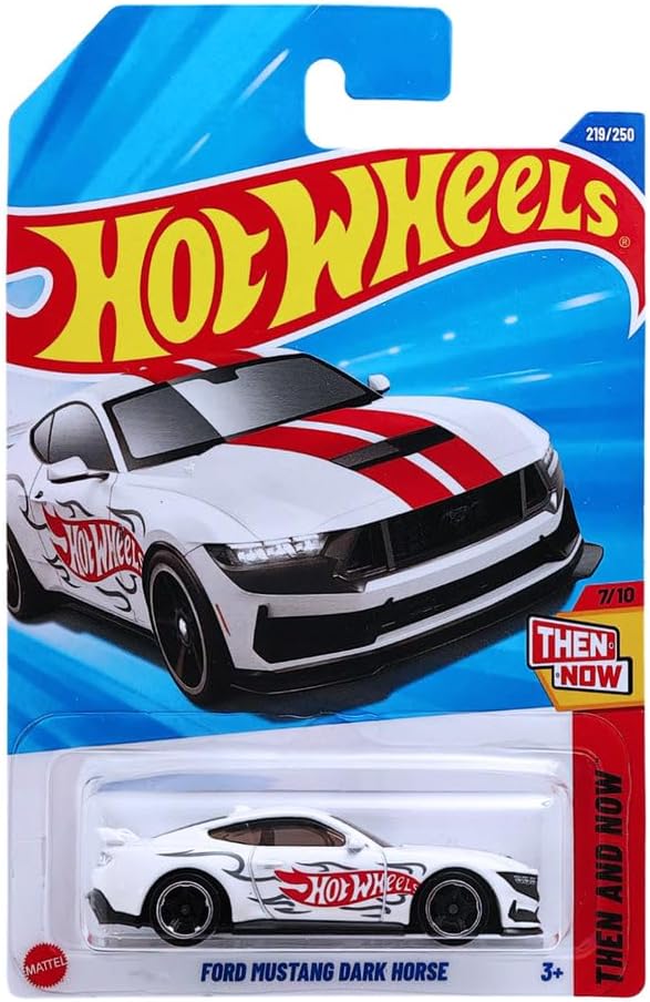 Hot Wheels - Ford Mustang Dark Horse - Then and Now 7/10 - JBB34 - Short Card - biała - Mattel 2025-1:64