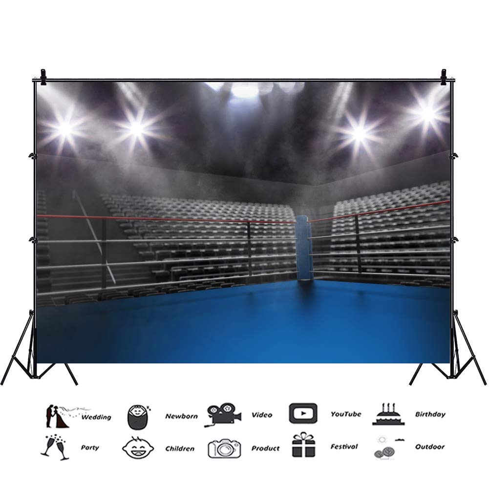 10X8ft Boxing Ring Backdrop Photography Background For Baby Shower, Wrestling Ring For Action Figures Birthday Party Backdrops Photo Booth Prop Decorations Wall Decor Tablecloth