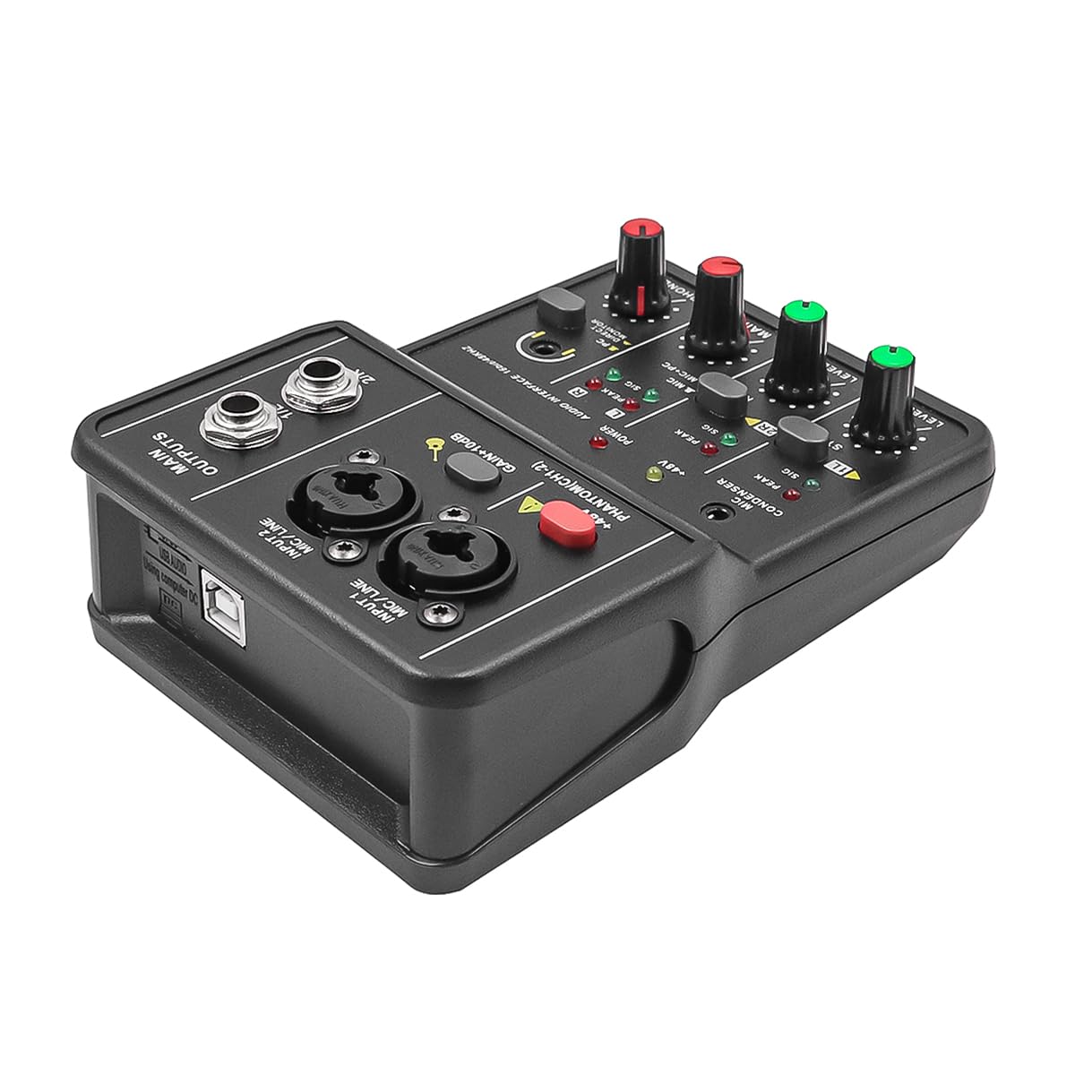 Mixer Senza unità Scheda Audio USB 48V Mixer Portatile Mini 2 canali