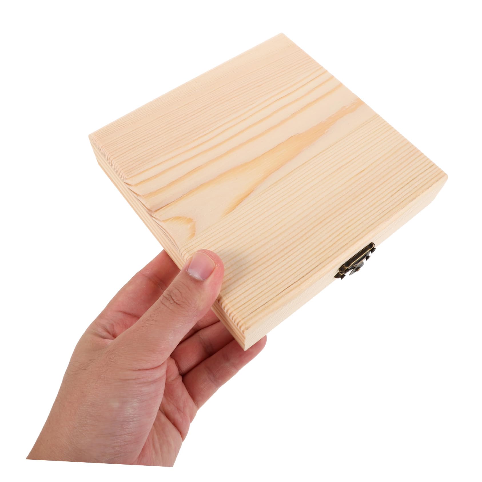 Cabilock Scatola Porta Cd in Legno Massello Quadrata 13,5x13,5x2,5 Cm Organizer Sottile Per Dvd Custodia Retrò Resistente Per Casa Ufficio Esposizione e Conservazione Multimediale