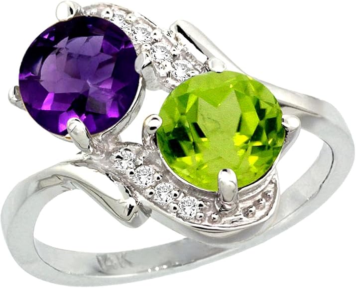Amazon.com: 14k White Gold Diamond Natural Amethyst
