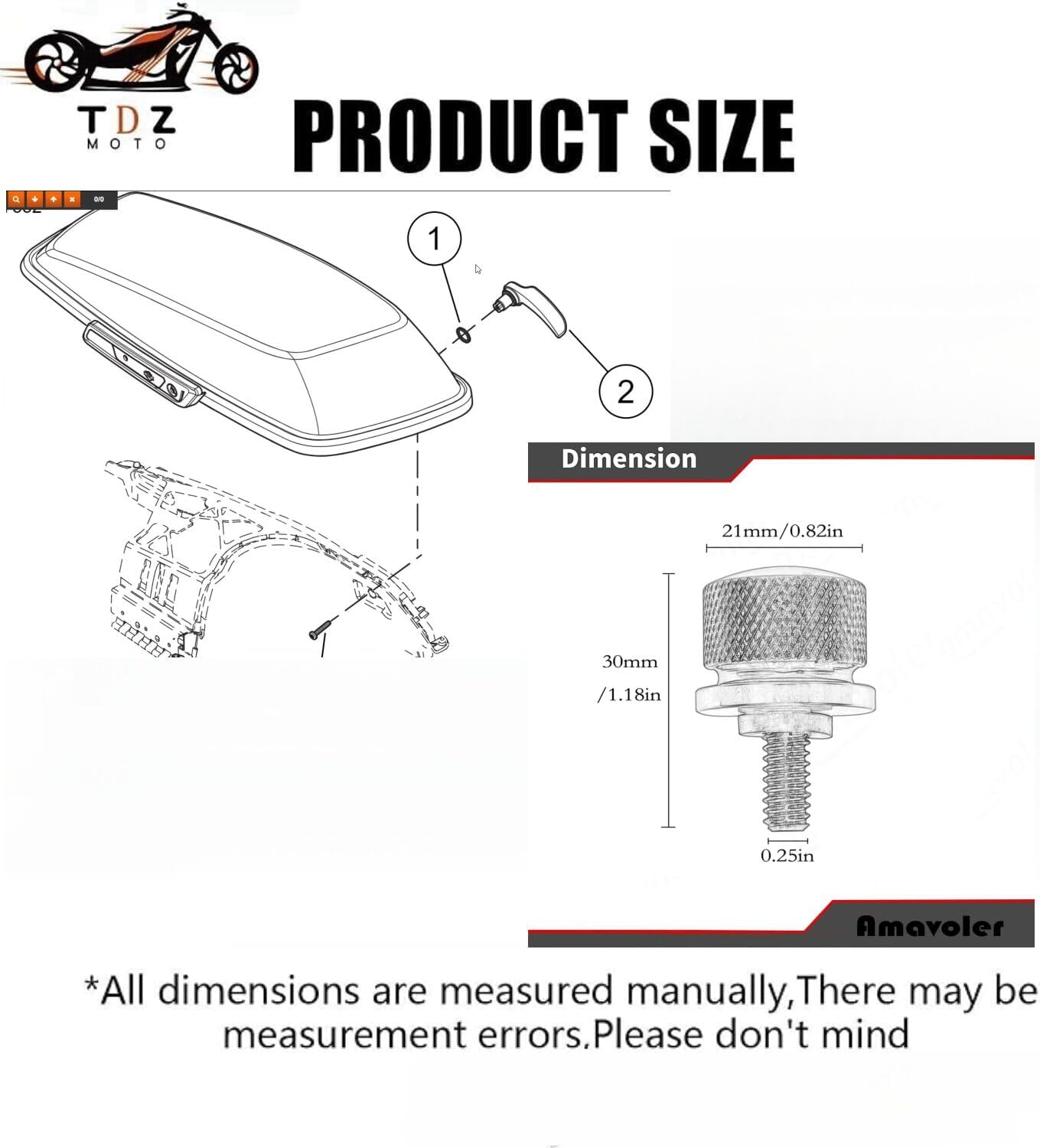 3.6" Inch Front Axle Nut Covers & Saddlebag Latch Kit & 2Pc Seat Bolts for Harley Davidson Touring Street Glide, Road Glide, Electra Glide, Road King, FLHR FLHT FLHX FLHTK 2014-2024，Red