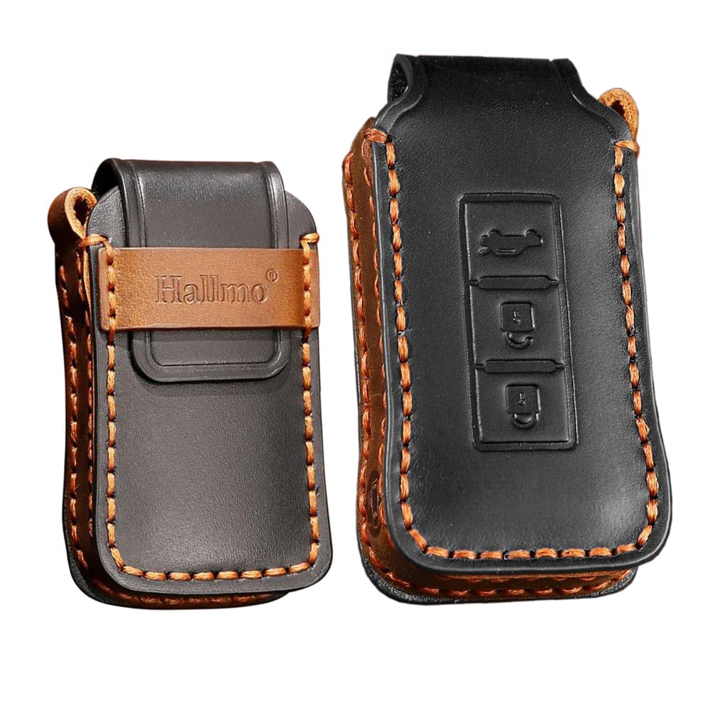 Ontto Leather Keyring Case With Keychian Compatible With Mitsubishi Outlander PHEV 2018-2020, Stylish Remote Control Key Holder For Eclipse Cross 2022 2023, Black - View #8