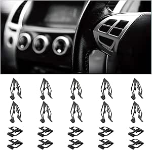 20PCS Car Metal Retainer Clips, Front Console Dashboard Metal Retainer, Car Console Trim Retainer Clip, Automotive Universal Dashboard Retainer Replacement Interior Accessories (Black)