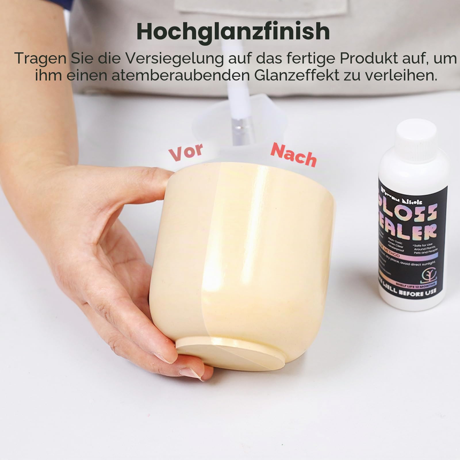 BOOWAN NICOLE Acryl Glanz Versiegelung/ Varnish,Antifading Lack Wasserfest Farbe fur Jesmonit Beton Gips Handwerk (500ml)