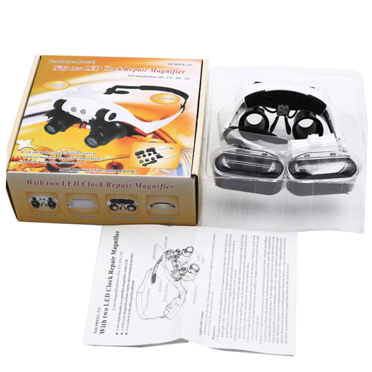FRCOLOR 2 Piezas de luz LED Lupa con luz LED Diademas lámpara de Aumento Lupa de Visera Lupa de Montaje en la Cabeza con Faro ópticas para Reparar y tasar