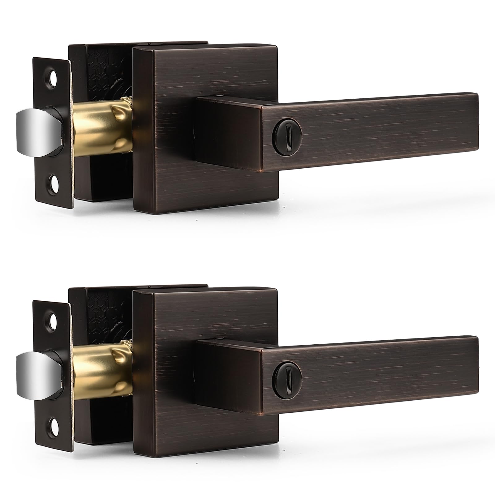 Probrico Brushed Nickel Door Handles with Lock - 3 Pack -19