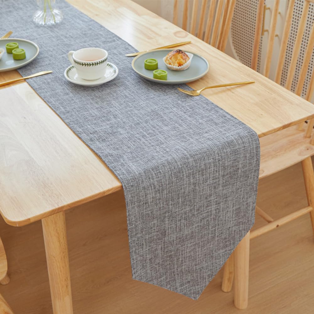 Odot Pure Colour Autumn Table Runner, Seasonal Fall Winter Machine Washable Kitchen Dining Table Decoration long tablecloth, for Thanksgiving Events Home Decor (30x210cm,Dark Grey)