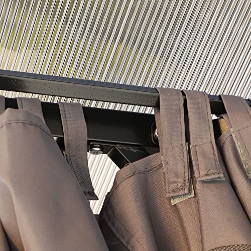 Outsunny 3 x 3(m) Hardtop Gazebo Canopy with Polycarbonate Roof, Steel & Aluminium Frame - Garden Pavilion with Mosquito Netting and Curtains, Black - Image 9