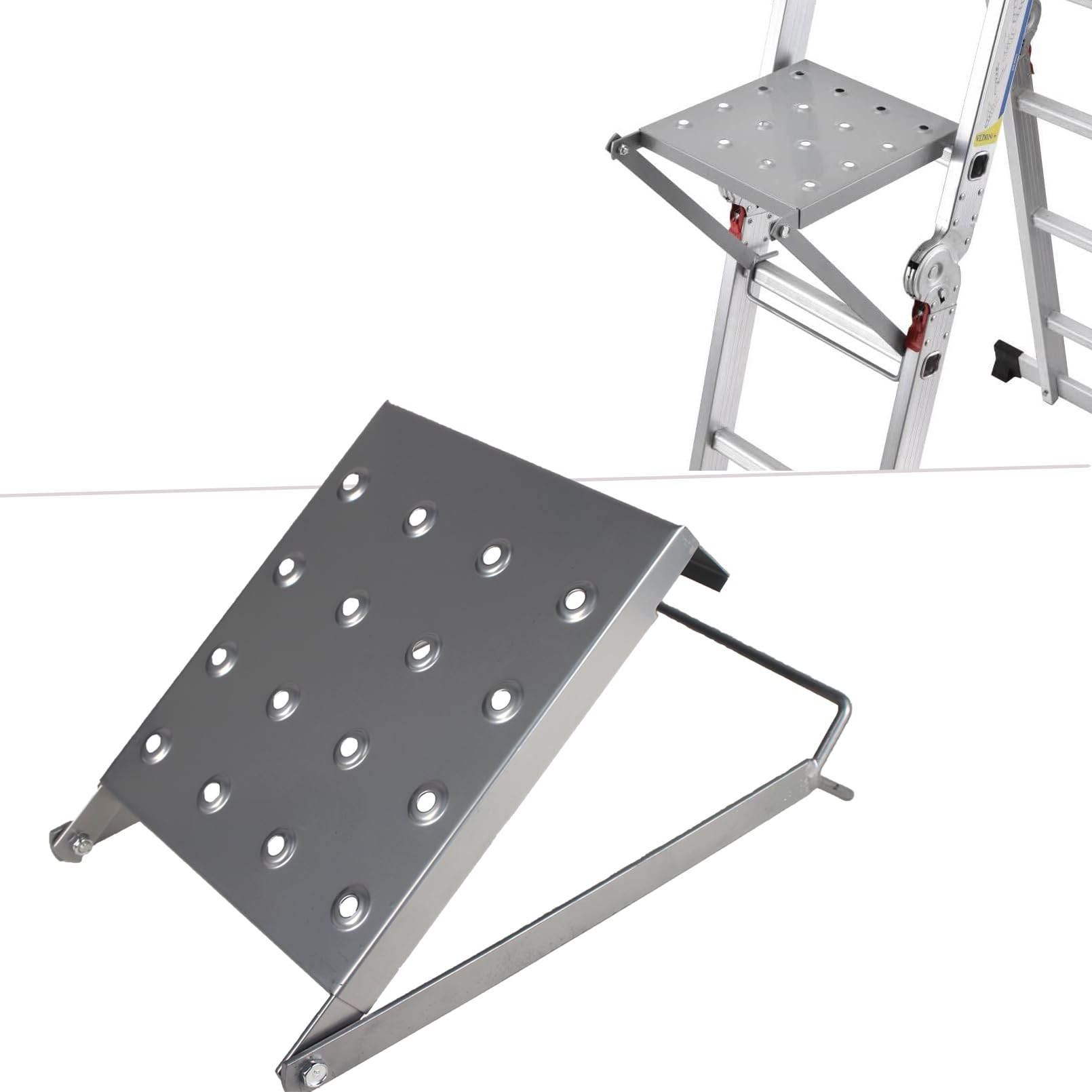 LIANJINLIU Ladder Work Platform 10.4x13.8 Inch, Stainless Steel, Adjustable Angle, Foldable, Anti-Slip, 400 LBS Load, for Home & Outdoor Work