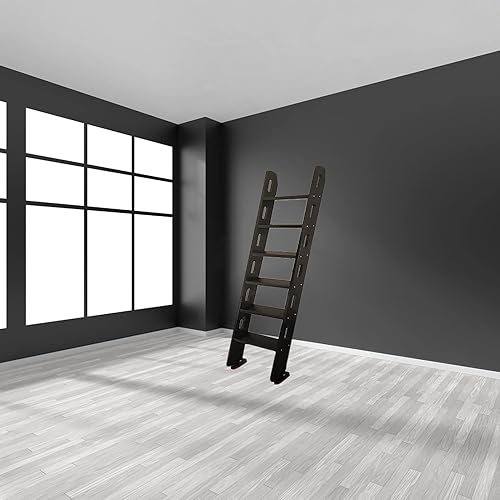 Miniatura 2 de Wooden Floorstanding Bunk Ladder Black Non-Slip RV Bed Ladder 6-Step with Mounting Hook Load 330lbs Capacity 175m574ft6-Step