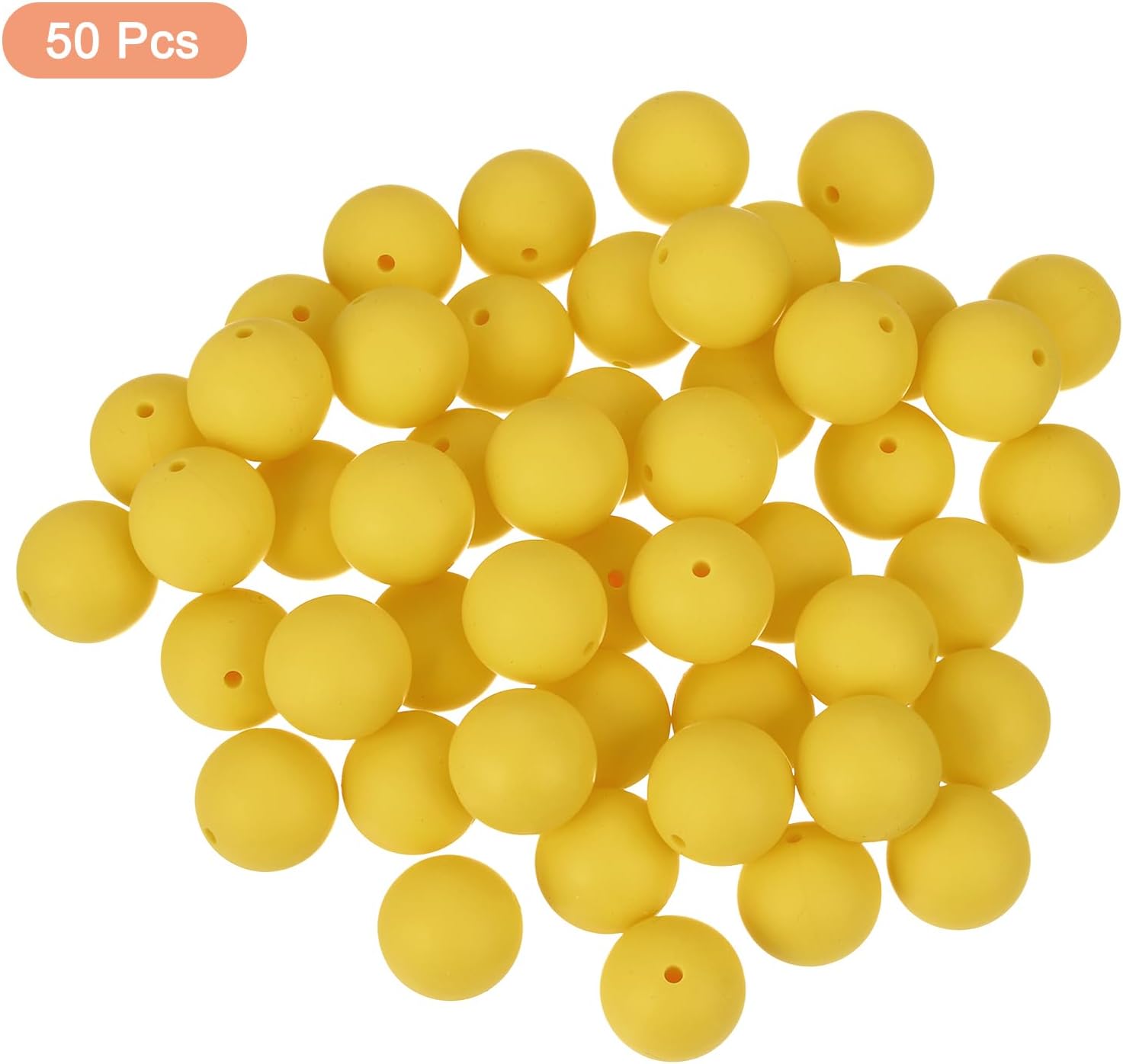 uxcell 50Pcs 19mm Silicone Beads, Round Loose Rubber Bead Bulk Focal Beads for DIY Keychain Pens Bracelets Jewelry Making (Dark Yellow) - Image 3