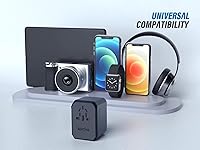 Vista 5 de EPICKA Adaptador de viaje universal, adaptador de enchufe de viaje europeo, adaptador de corriente internacional cargador mundial con USB-C y 4