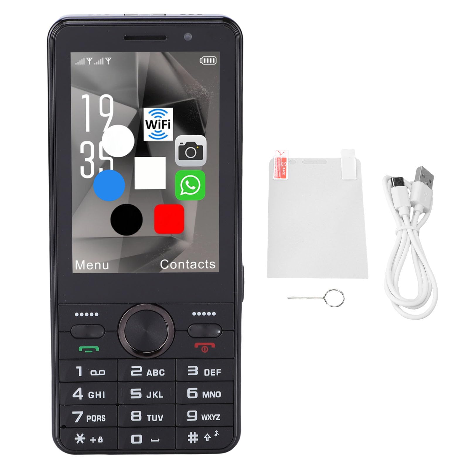 Tonysa Telefono Sbloccato 4G 2G 3G 4G Telefono Cellulare Doppia Scheda SIM Touch Screen HD da 3,5 Pollici Tasti Grandi WiFi Bluetooth 8.1 con Batteria da 2500 MAh per Anziani Viaggi (BLACK)