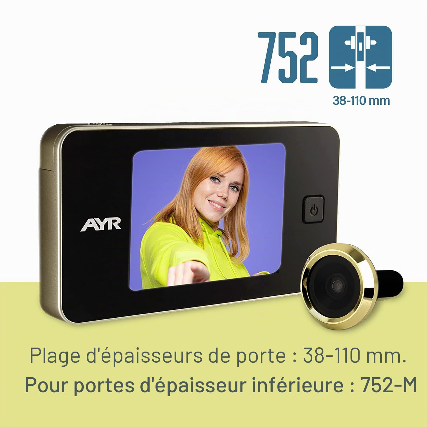 Ayr 752 Judas numérique de porte (125 x 68 x 15 mm)