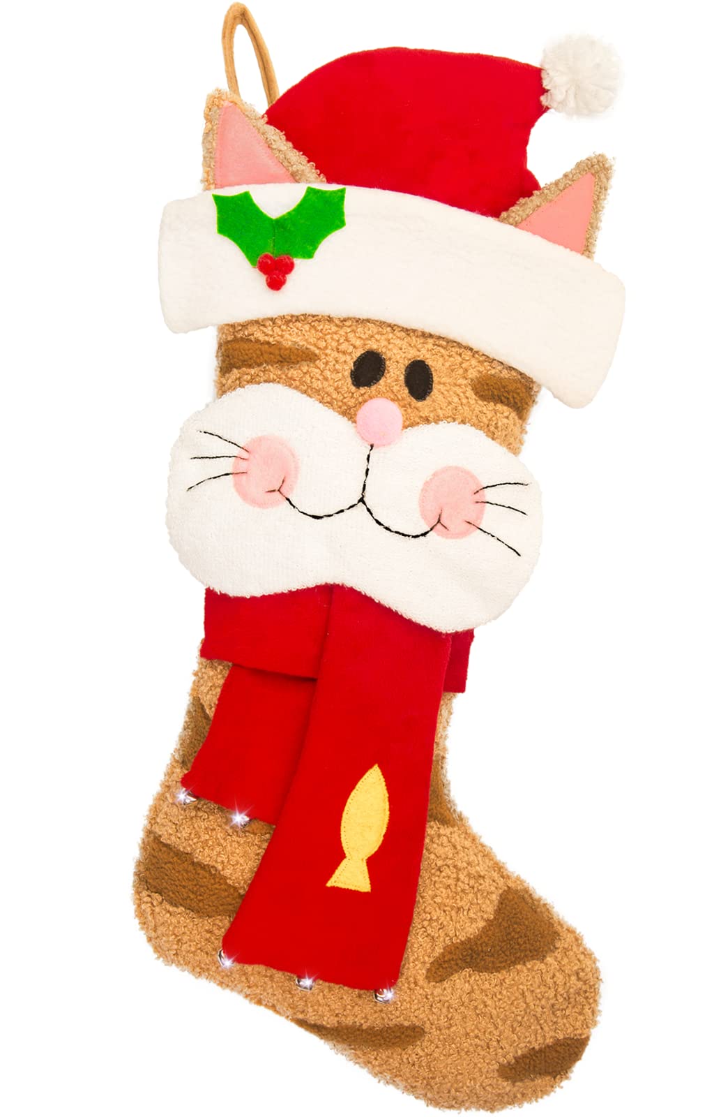 Personalisierte Weihnachtsstrümpfe Für Katzen – 48,3 Cm, Weiß, Gestrickt, Mit Namensschild