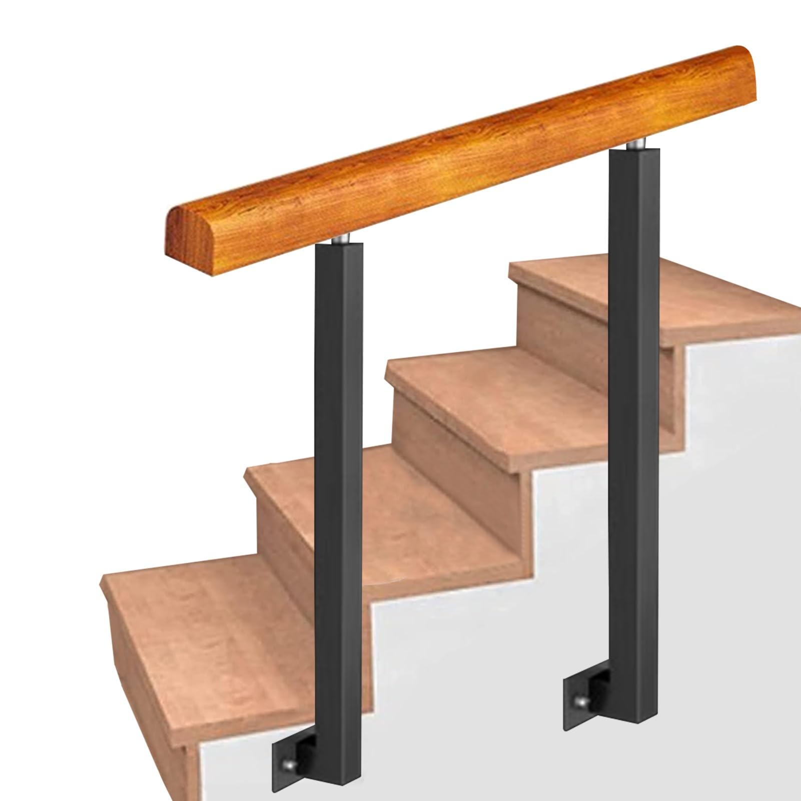 Main courante en bois massif MObyat pour escalier extérieur à fixation latérale