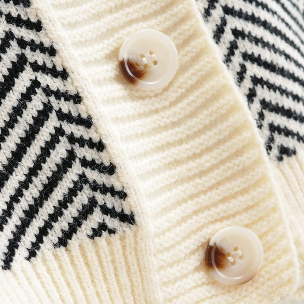 Strickjacke Damen,Frauen Strickjacke Elegante Gestreifte Strickjacke Vintage Jumper Lady Fashion Knit Strickjacke Mantel Langarm Offene Front Lose Strickwaren Pullover