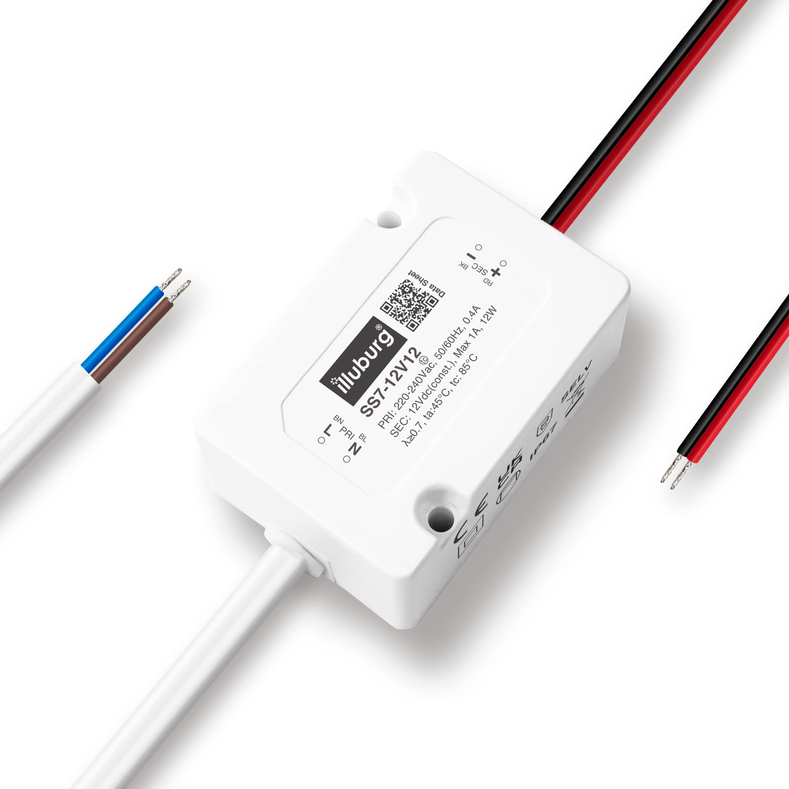 Trasformatore LED 12V 12W Impermeabile IP67 Senza Sfarfallio Compatto 57x40x26mm LED Alimentatore Driver Power Supply
