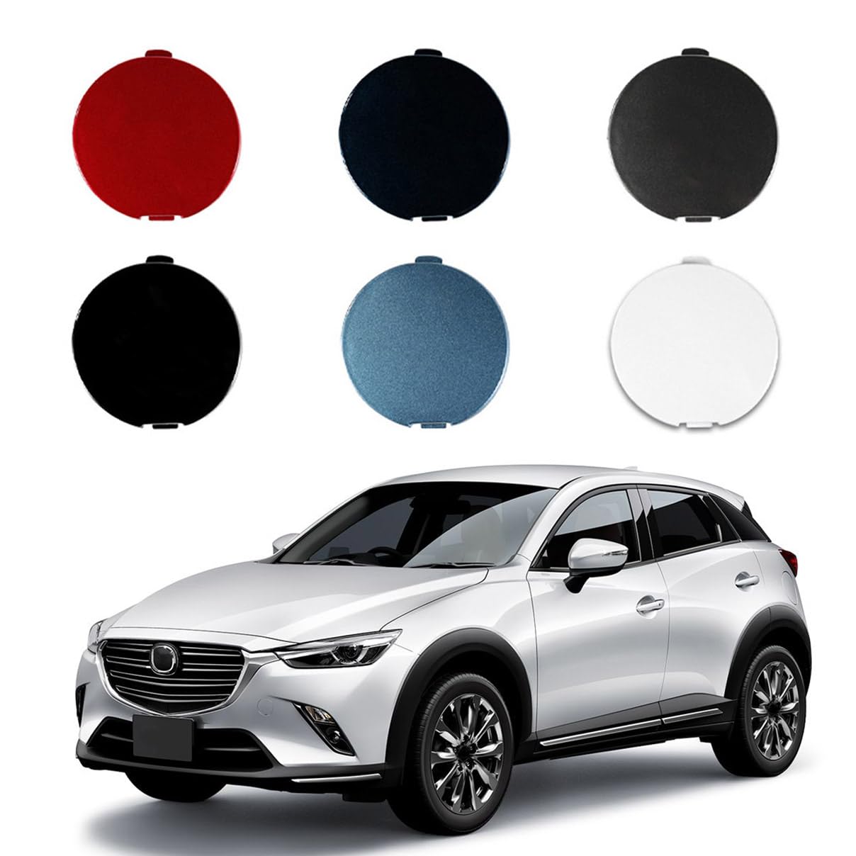 AUPSPUD Front Bumper Tow Hook Hole Eye Cover Cap for Mazda CX-3 CX3 DK 2014 2015 2016 2017 2018 2019 2020 2021 D10J-50-A12A (Pearl White, Left)