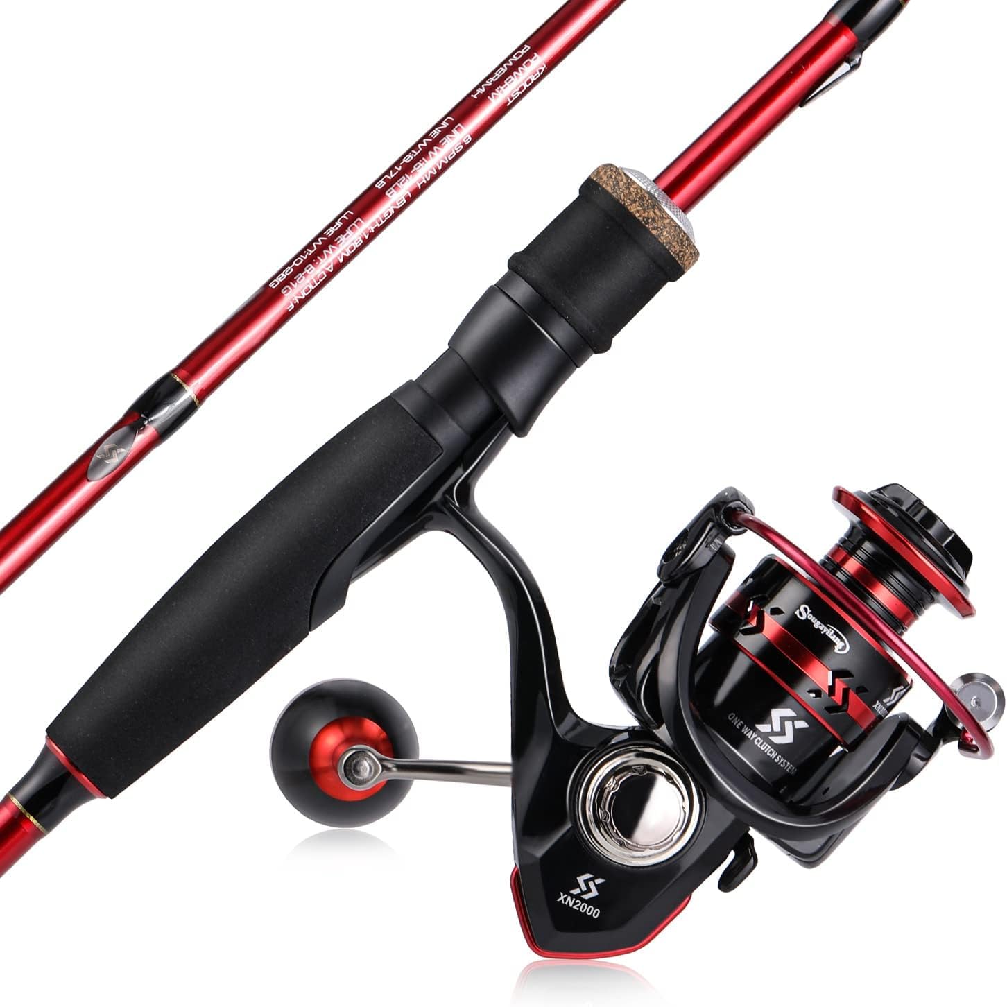 Yun Nong Fishing Rod and Reel Combo with Stainless Steel Guides,2-Piece Lightweight Travel Fishing Rod & Reel Set for Saltwater Freshwater Fishing Kit