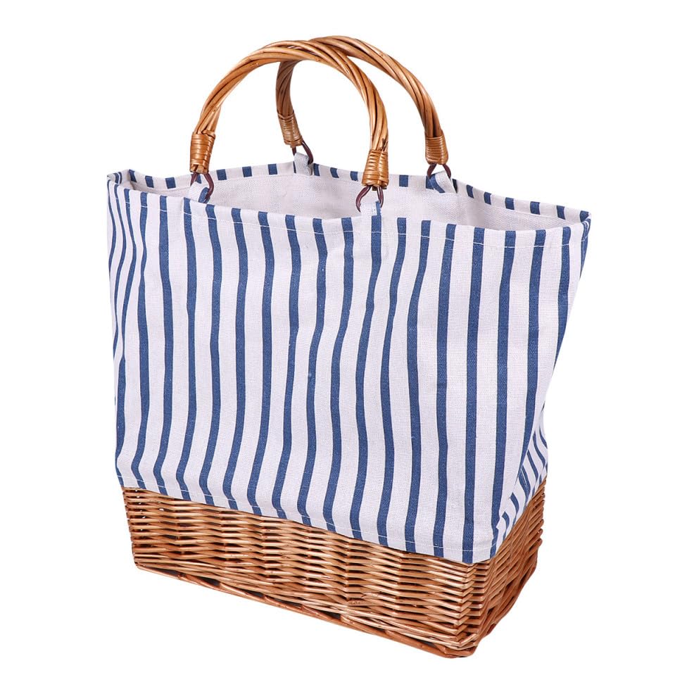 Paquet en lin et coton bleu grand sac cabas femme léger souple