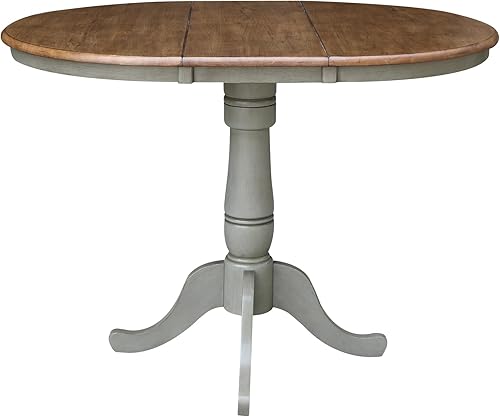 Miniatura 5 de IC International Concepts Mesa de extensión redonda de 36 pulgadas con 4 taburetes de altura de mostrador Emily - Juego de 5 piezas de comedor,